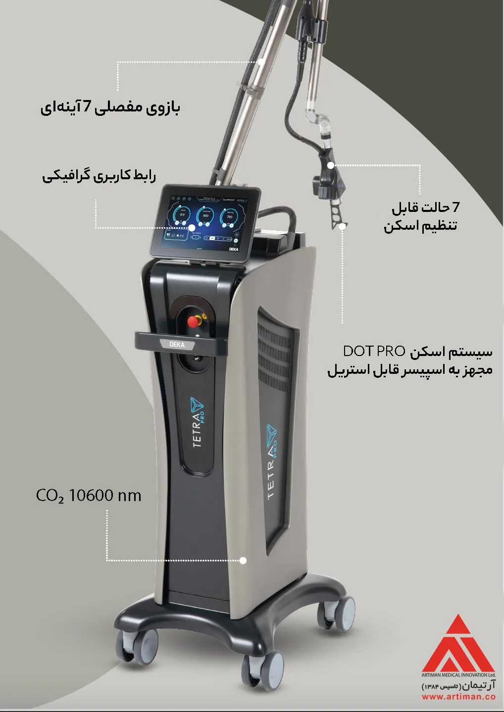 ویژگی های دستگاه تترا پرو با طول موج co2
